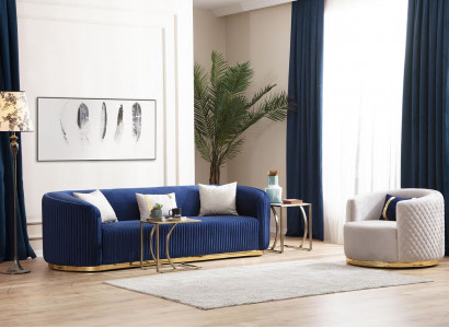 Modern sofa set three-seater armchair stainless steel furniture luxury set design